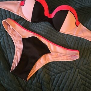 Victoria's Secret Pink and Black Bikini Set